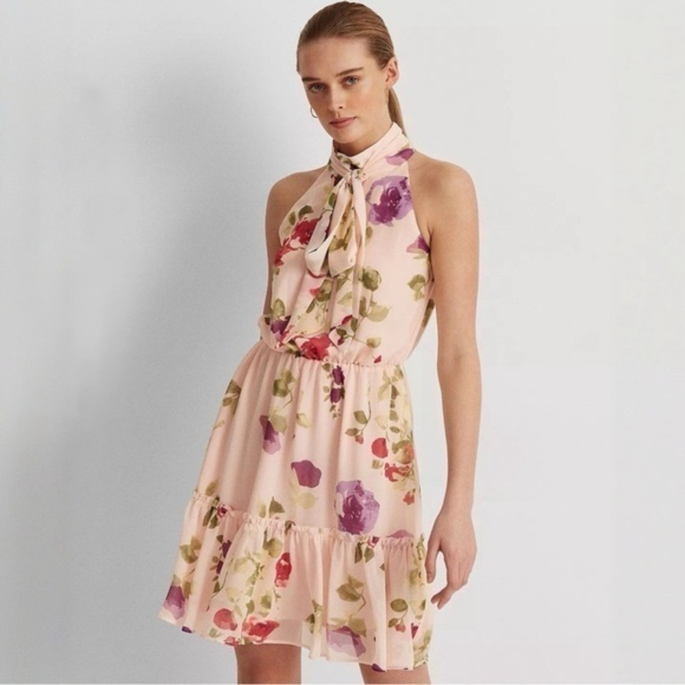 LAUREN RALPH LAUREN Floral Chiffon Sleeveless Dress 12​